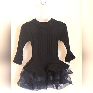 Bonnie Baby cable knit tutu sweater dress, size 18m, navy blue